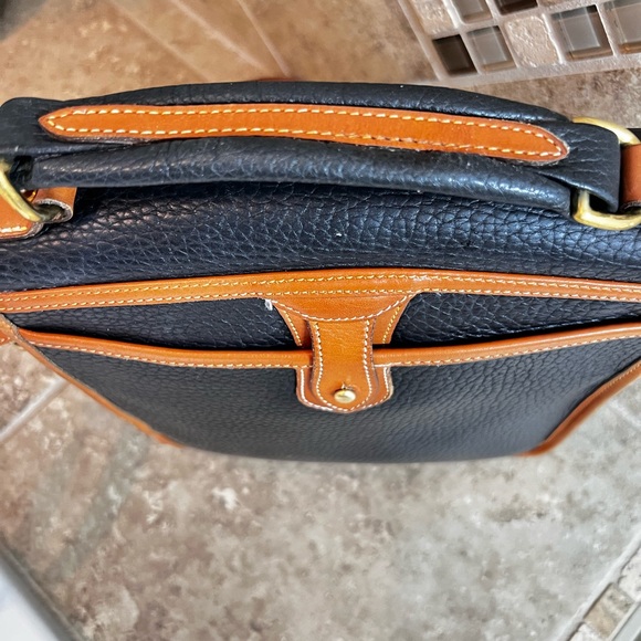 Dooney & Bourke Black and Tan Leather Messenger Bag - Picture 3 of 15